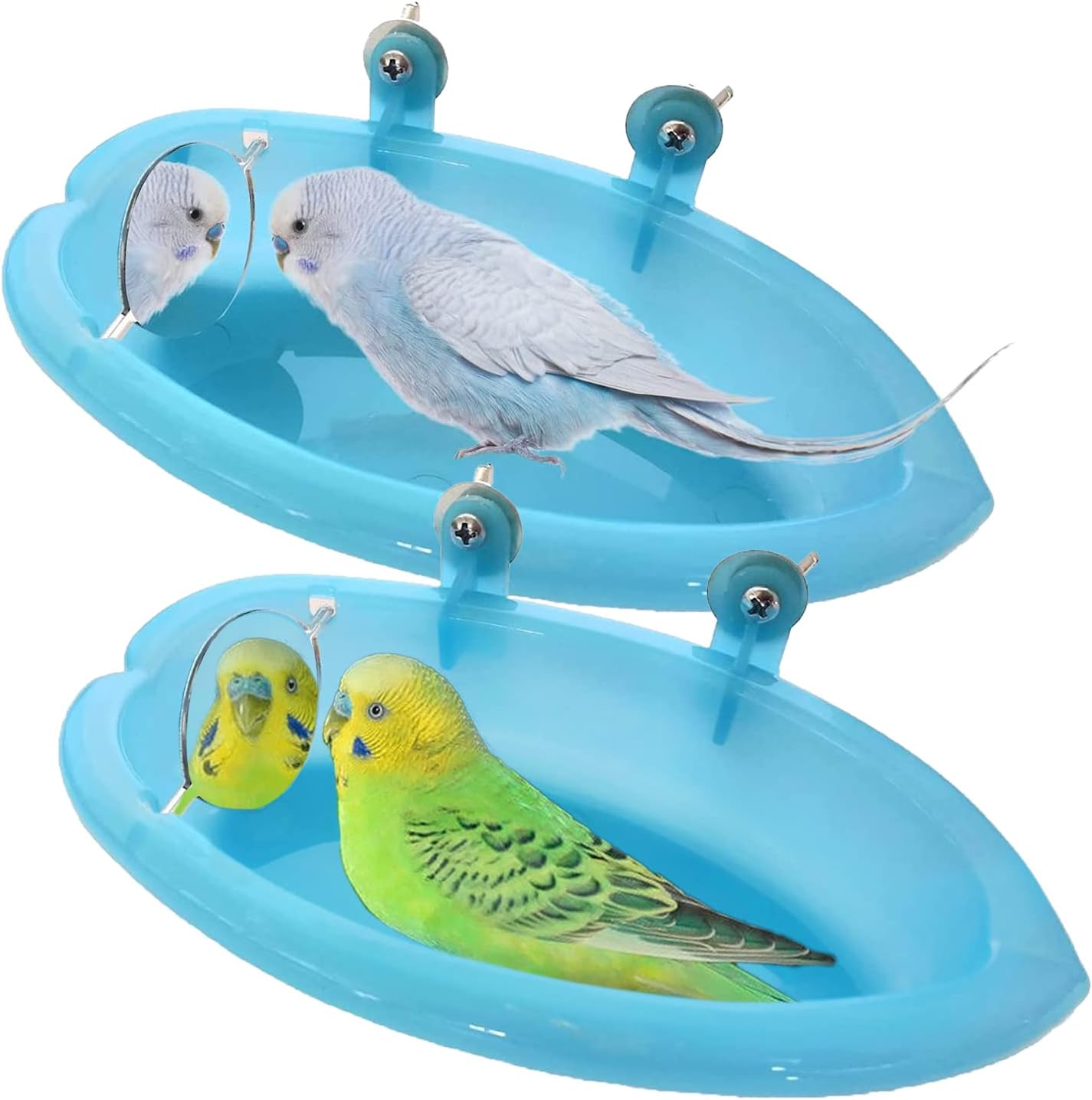 3E Pet Bird Baths with Mirror Parrot Birdbath Shower