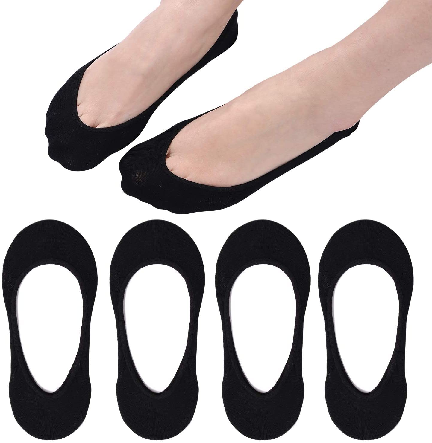 TTEDOYEUltra Low Cut No Show Socks Women Non Slip Cotton Liner Socks Hidden Invisible for Flats Boat Summer 4/8 Pairs