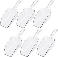 6 Pack 7.6 Inch Clear Plastic Ice Scoops for Freezer, Ice Machine, Popcorn, Flour, Coffee - Dishwasher Safe Food Scoopers