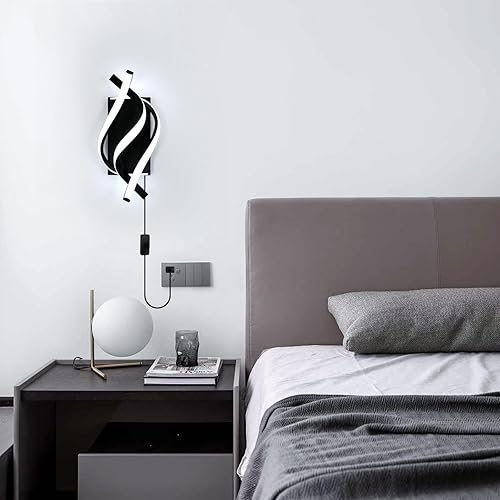 Miniatura 10 de Moderno aplique de pared LED de 21 W, apliques de pared para interiores, blanco frío, 6500 K, diseño en espiral, lámpara LED para dormitorio,