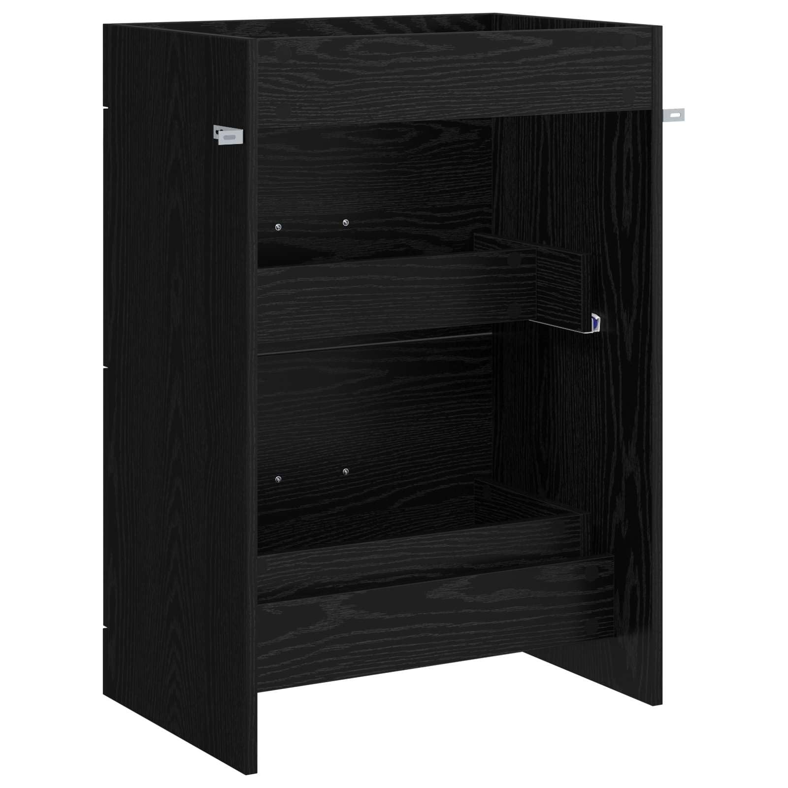 Meuble de salle de bain en chêne noir - 56 x 37,5 x 81 cm - Avec beaucoup d'espace de rangement - Tiroir et porte pour salle de bain - Meuble de salle de bain moderne