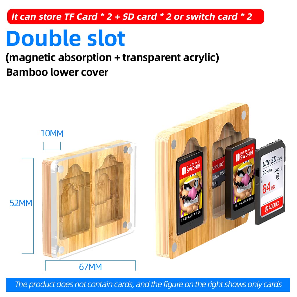 Boîtier De Rangement Pour 15 Cartes Micro SD (TF) - Fermeture Magnétique, Transparent, Design Acrylique Et Bambou