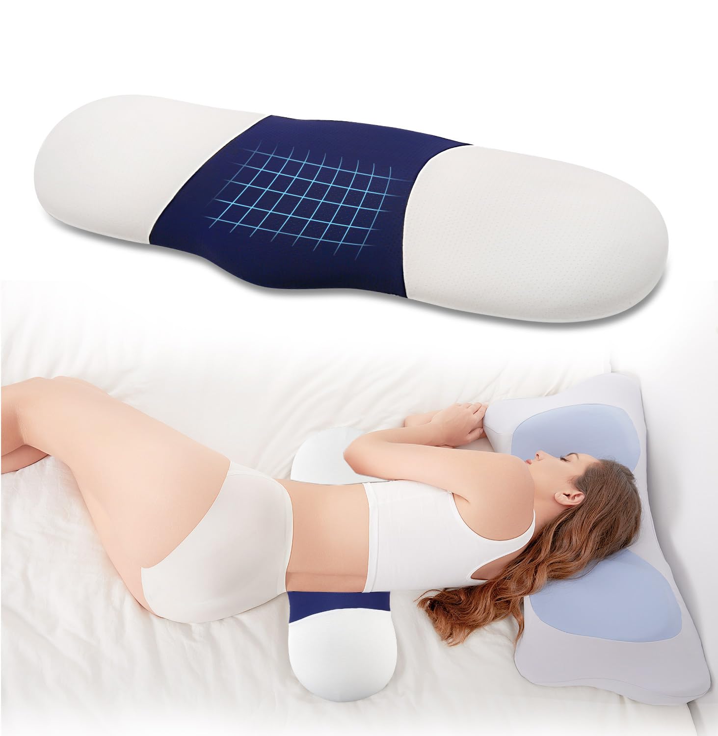 Menlo Park Lower Back Pain Relief Pillow,Memory Foam Back Waist Pillows for Bed,Lumbar Support Pillow for Sleeping,Bed Rest Pillow with Cooling Breathable Pillowcase