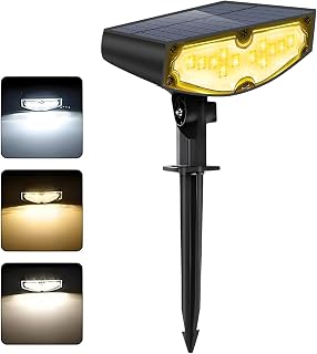 Solar Powered Spot Lights -Pathway Landscape Outdoor Waterproof IP67 for Outside, 3 Lighting Modes & 2700/4000/6000K Led Lights, Solar Garden Spotlights for Yard, Patio, Path Way (1 Pack)