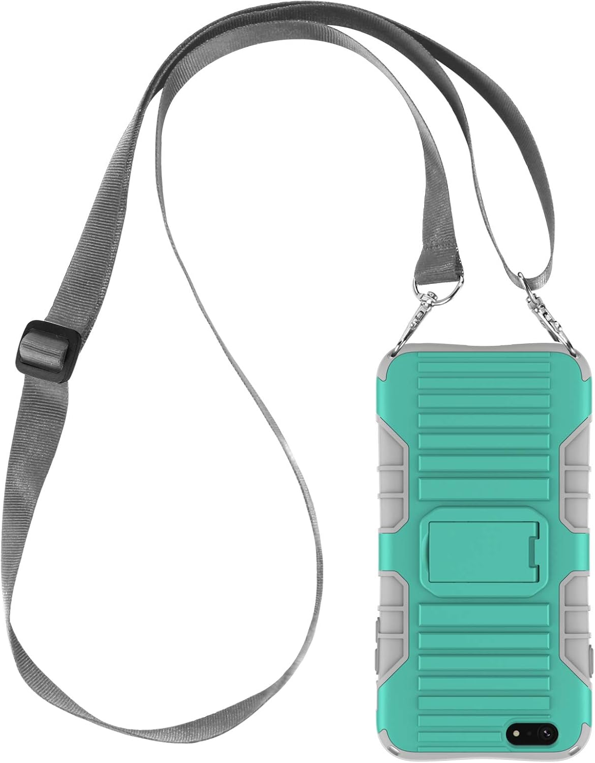 E-Tree iPhone 6 Plus/6S Plus Case, Heavy Duty Shockproof Case for iPhone 6 Plus /6S Plus (5.5") with Cross Body Strap Built-in Stand, Crossbody Lanyard Perfect for Go Outside and Kid Elderly,Green