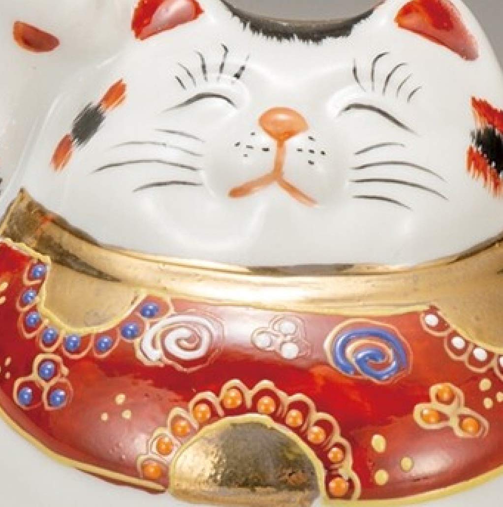 九谷焼 招き猫 三毛招き猫 置物 右手 陶器 縁起物 九谷焼】4号 招き猫 金彩三毛 右手 金運招福 縁起物 Maneki Neko