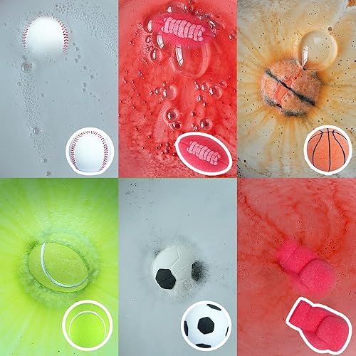 Miniatura 2 de HZEX - Bombas de baño, grandes bombas de baño orgánicas deportivas con 6 temas diferentes y 6 aromas diferentes para hombres, niños, mujeres, niños,