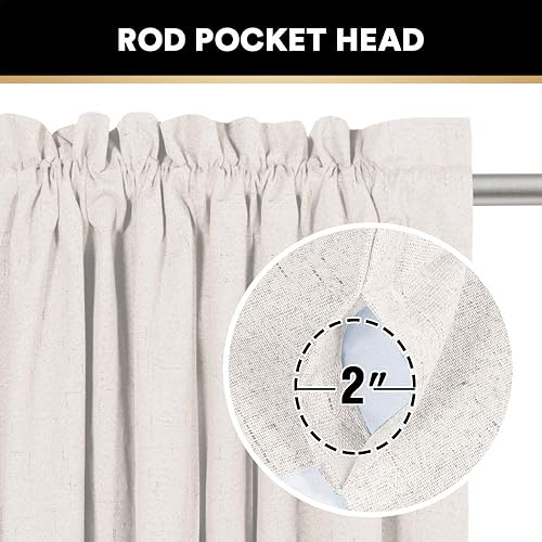 Miniatura 3 de PrinceDeco Cortinas opacas de lino de 84 pulgadas de largo, cortinas opacas para dormitorio, con aislamiento térmico, con textura de lino, bolsillo