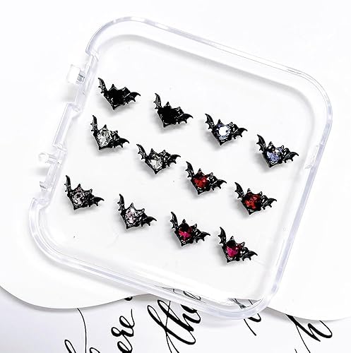 Miniatura 5 de Dijes de uñas 3D de aleación plateada Y2K de 0.31 x 0.55 pulgadas, dijes de uñas de murciélago oscuro para uñas acrílicas, suministros de uñas para