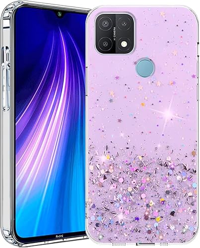 Miniatura 8 de Funda compatible con Xiaomi Redmi 9C con purpurina verde transparente, Redmi 9C, funda de teléfono de silicona transparente de TPU suave para
