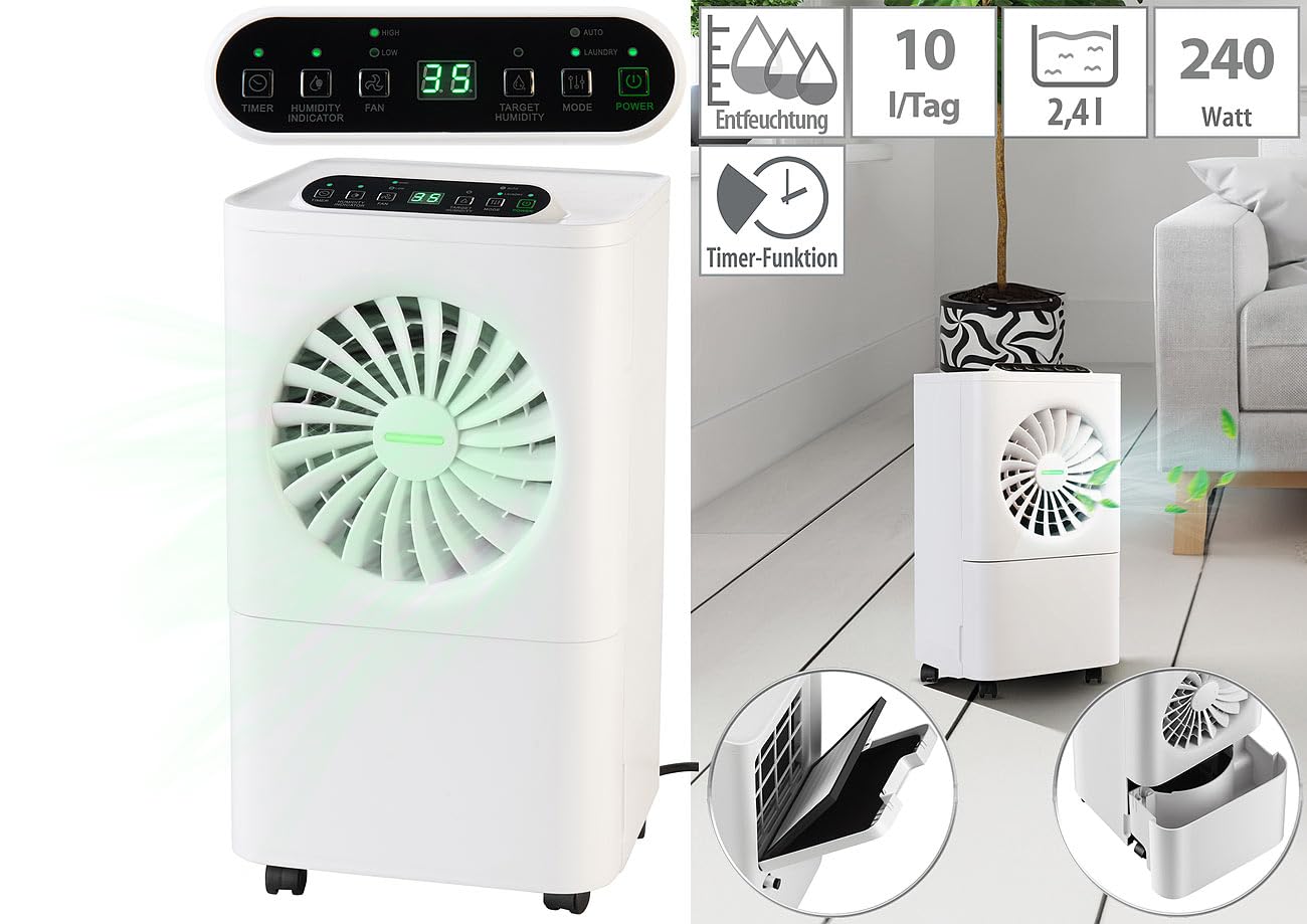 Sichler Haushaltsgeräte Deumidificatore digitale 2 in 1 LFT-200 con purificatore d’aria, timer, 10 L/giorno