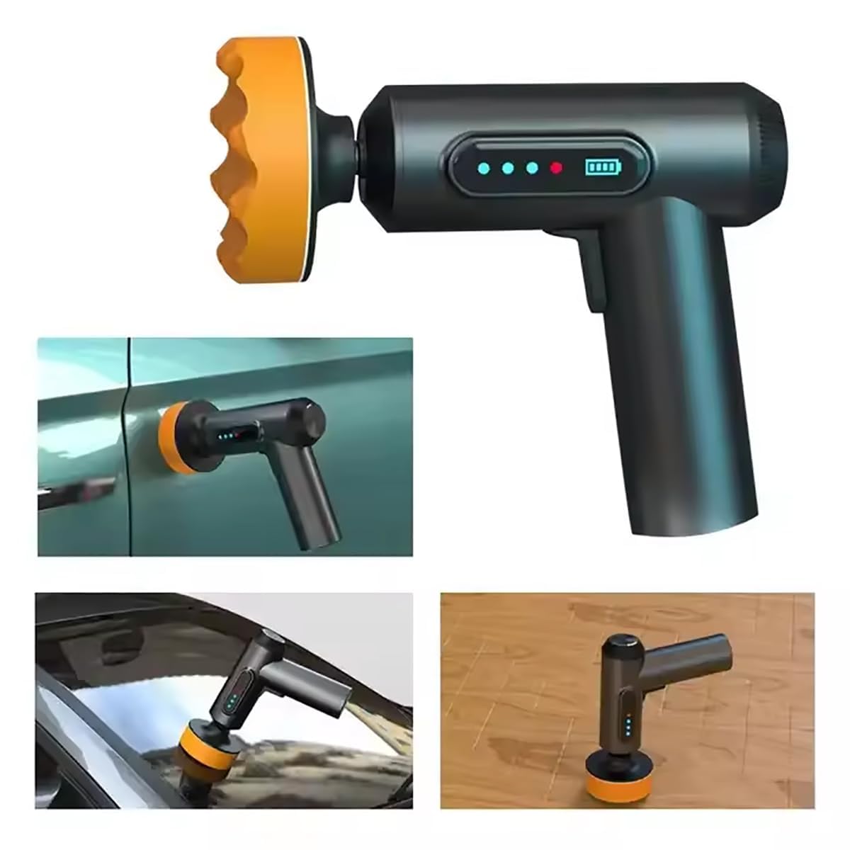 Pulidora De Búfer De Coche Inalámbrica, Kit De Pulidora Eléctrica Portátil, con Batería Recargable De 2000 MAh, 3 Bandejas De Encerado, para Pulido De Detalles De Coche, Encerado