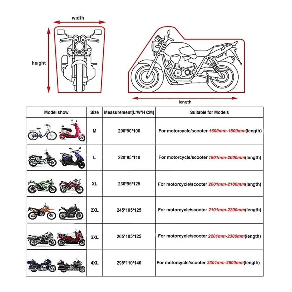 Cubierta De Piezas Motocicleta, Accesorios para, Cubiertas A Prueba Lluvia ML XL XXL 3XL 4XL, Almacenamiento Interior Y Exterior Completamente Cerrado Motocicleta Aire Libre Temporada Cubierta