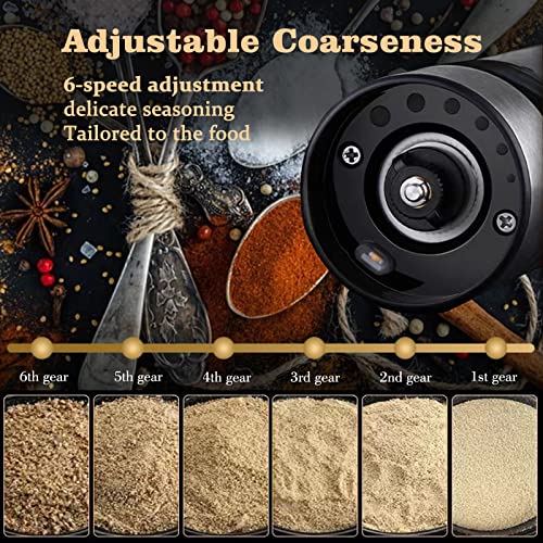 Electric Pepper And Salt Mill Set, Usb Port Rechargeable Pepper & Salt Grinders With Led Lights & Cleaning Brush, Fineness Adjustable, Automatic Stainless Steel Pepper & Salt Grinders - Set Of 2 Mills #TOP1