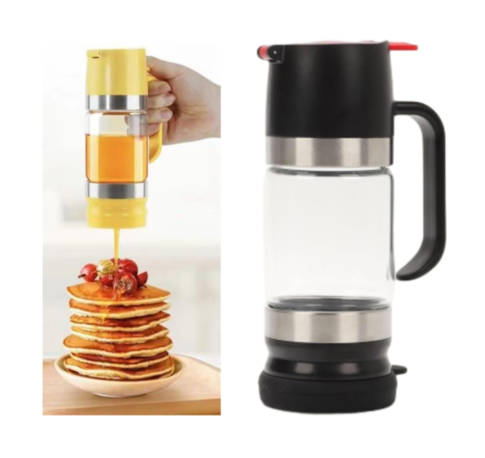 Dispenser per miele antigoccia, barattolo per miele da 10,65 once, coperchi superiori e inferiori rimovibili, dispenser per miele che mantiene il miele fresco, accessorio da cucina per conservare miel