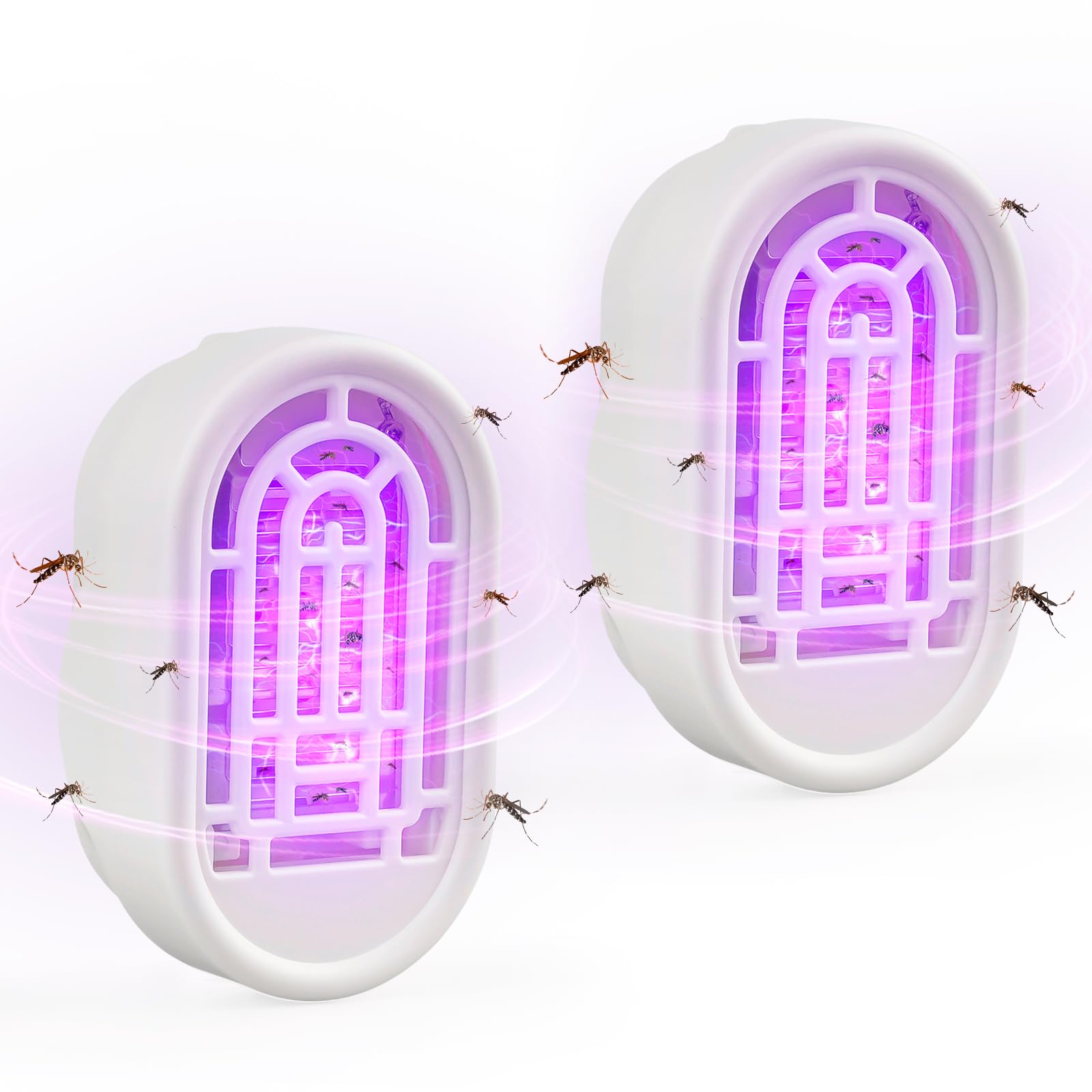 Mosquito Killer Lamp, Insect trap for Indoor Plug In Fly Killer, Quiet with UV Light Fly Zappe for Home Kitchen (2 pieces)