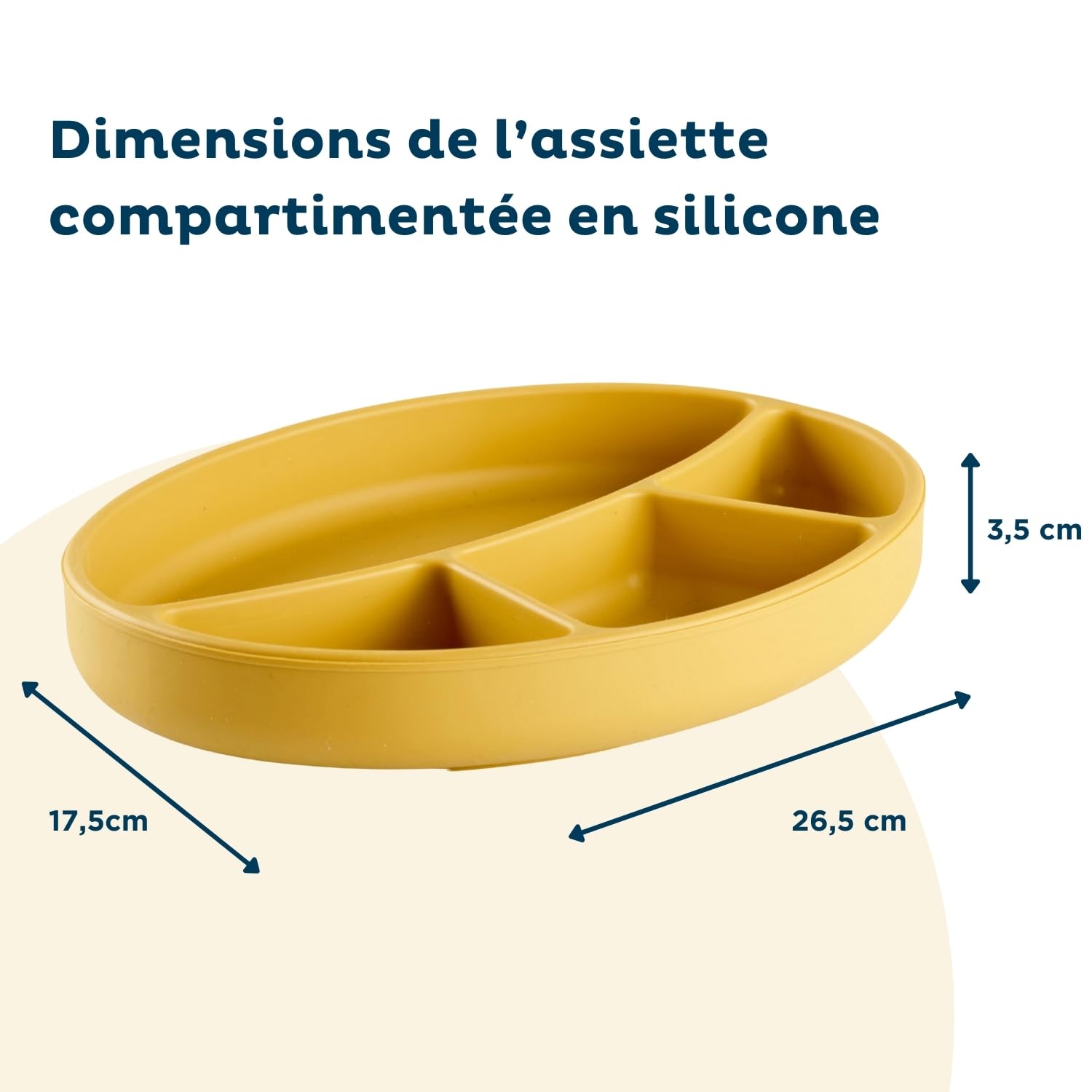 THERMOBABY - Pack Repas Bébé En Silicone – Assiette Avec Ventouse, Bol Avec Ventouse, Bavoir, Cuillères – Set Complet Et Pratique Pour Les Premiers Repas De Bébé - Jaune Miel