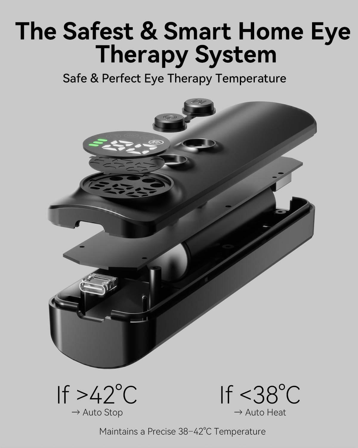 Red Light Therapy for Eyes– Heated LED Eye Mask, 4 Modes (Red, Blue, Infrared, Violet), 3 Brightness Levels & Timer | Eye Massager for Fatigue Relief, Dark Circles & Skincare (White) - Image 5