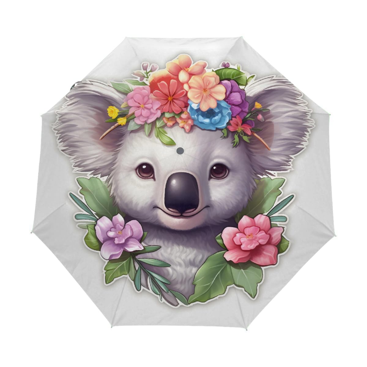 Compact Travel Umbrella Floral Koala Art Pating Auto Open Close Umbrella Windproof Rain Umbrellas for Kids Men Women