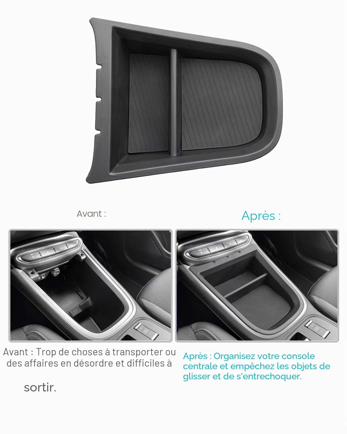 CDEFG Organiseur de console centrale compatible avec Jeep Avenger 2024, 2025, 2023, boîte à gants, boîte à gants, accessoires hybrides Avenger EV