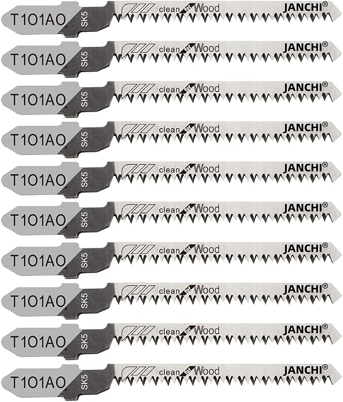 50 Pack T101AO T-Shank Contractor Jigsaw Blade Set Made with HCS, 3-Inch 20TPI Jigsaw Blades Optimized for Cutting Wood, PVC, and Plastic