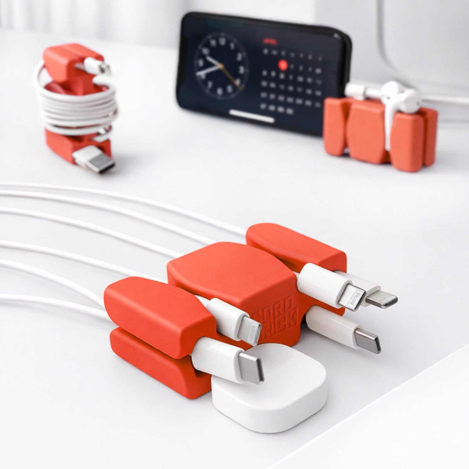 CordBrick Stocking Stuffers for Adults Cord Management Weighted Cord Holder Cable Wrap Phone Stand - Multiuse Gadget Organizer for Nightstand, Desk.