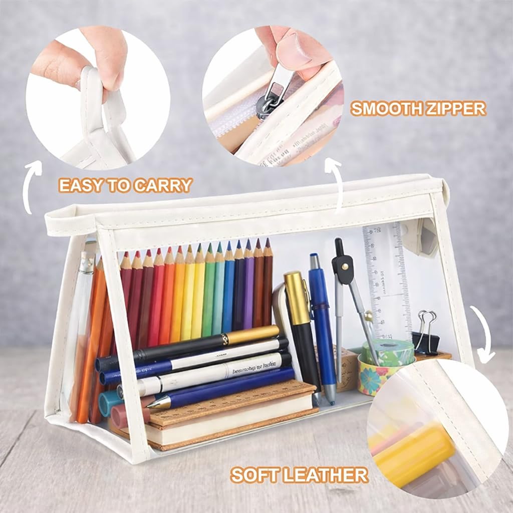 AccuPrints Transparente Reise-Kulturbeutel, 20 x 8,5 x 12,5 cm, wasserdichte PVC-Make-up-Tasche mit Reißverschluss, 1 Stück, Weiß