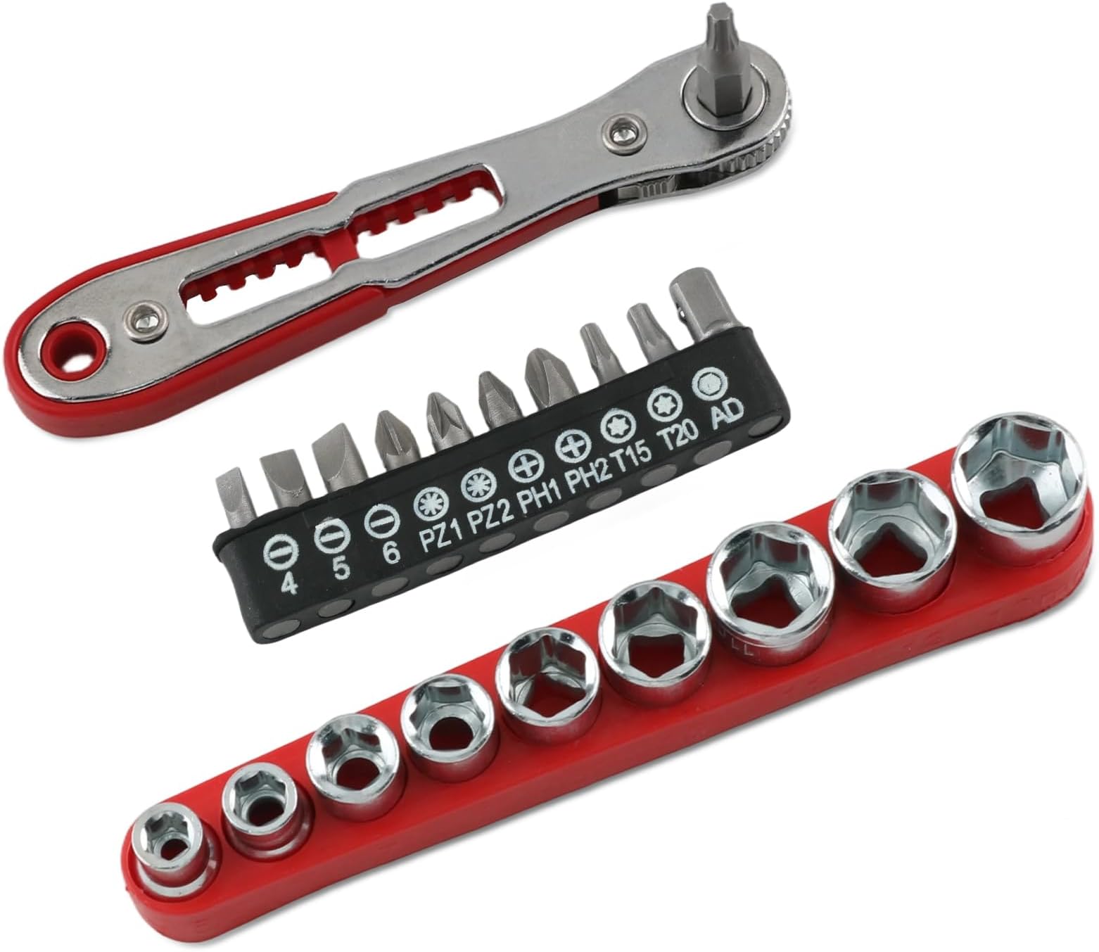 20-Piece Right Angle Screwdriver Set with Mini Ratchet Handle, Magnetic Bit Holder for Tight Space Automotive, Electronics & DIY Repair