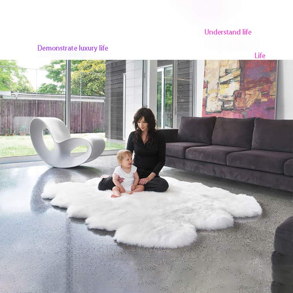 Tapis en Peau de Mouton SynthéTique,Imitation Wool Fleece Fluffy Coussin Canapé Laine Tapis, EuropéEn Simple et éLéGant Coussin De Chaise Chambre Salon Baie VitréE Couverture