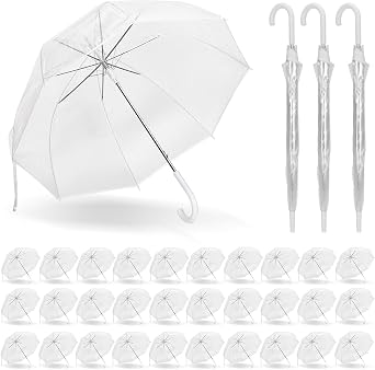 Clear Bubble Umbrellas, 48 Inch Windproof Transparent POE Dome Umbrella with Auto Open J-Handle, Large Umbrellas for Wedding Rain Golf Outdoor Photography Bridal Events, Christmas/Halloween Decorations