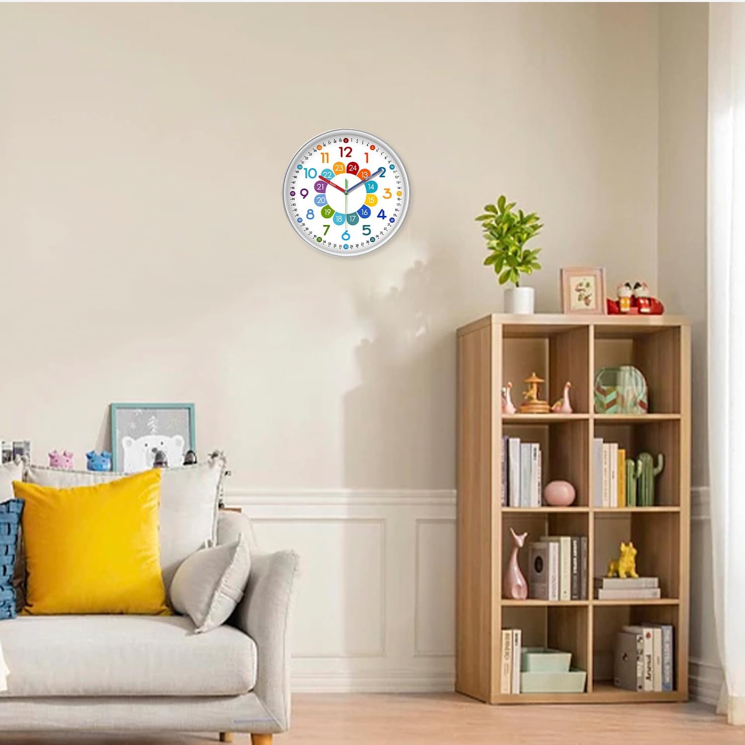 Learning Wall Clock for Kids 8 Inch for Classroom Bedroom Nursery Playroom
