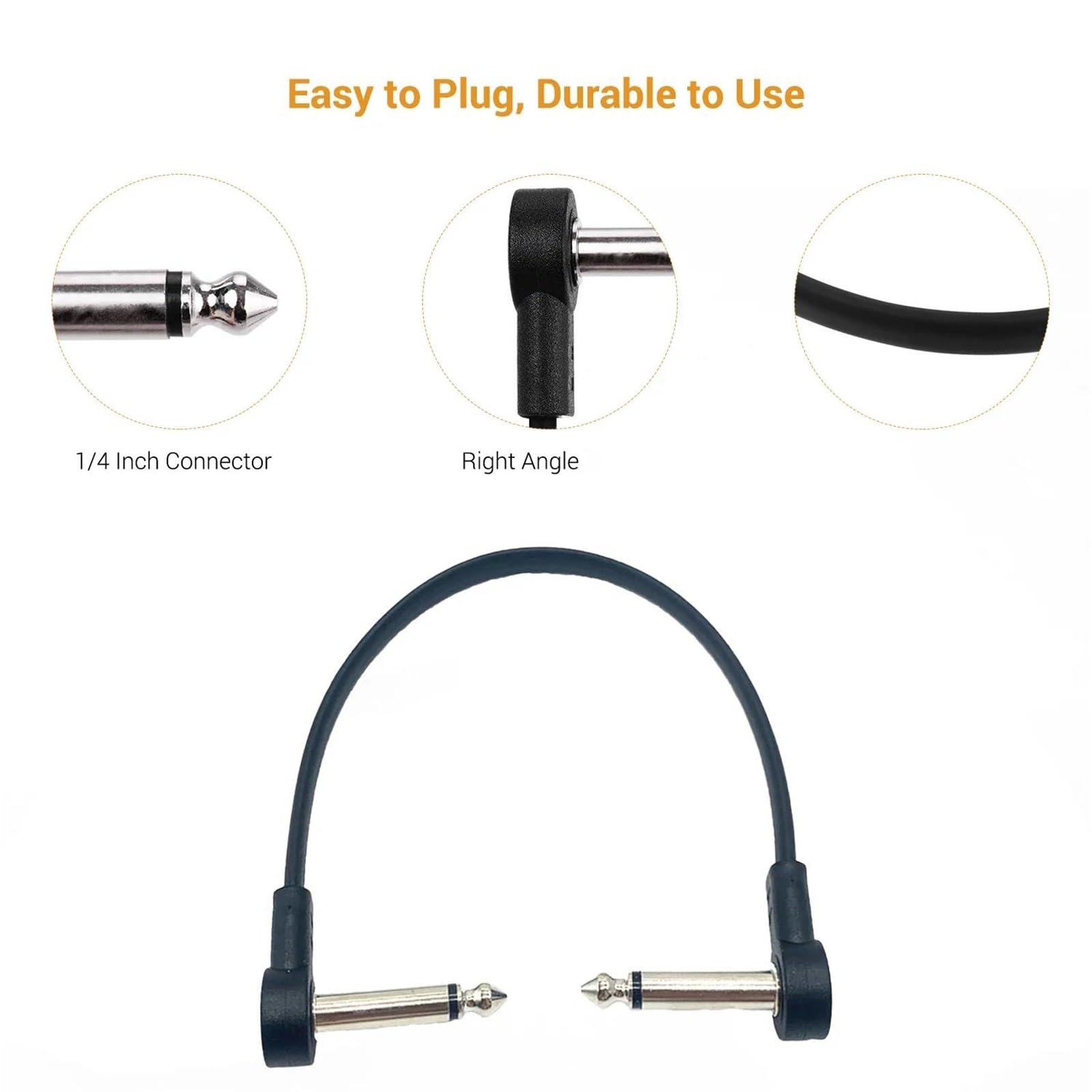 Professionale Cavo Audio Per Chitarra Cavo Patch Piatto Cavo Connettore Linea Da 6,35 Mm Testine Metalliche Con Nucleo In Rame Per Chitarra(30cm)