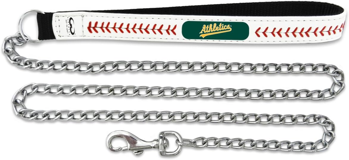 MLB Oakland Athletics Baseball Leather Chain Leash, 2.5 mm