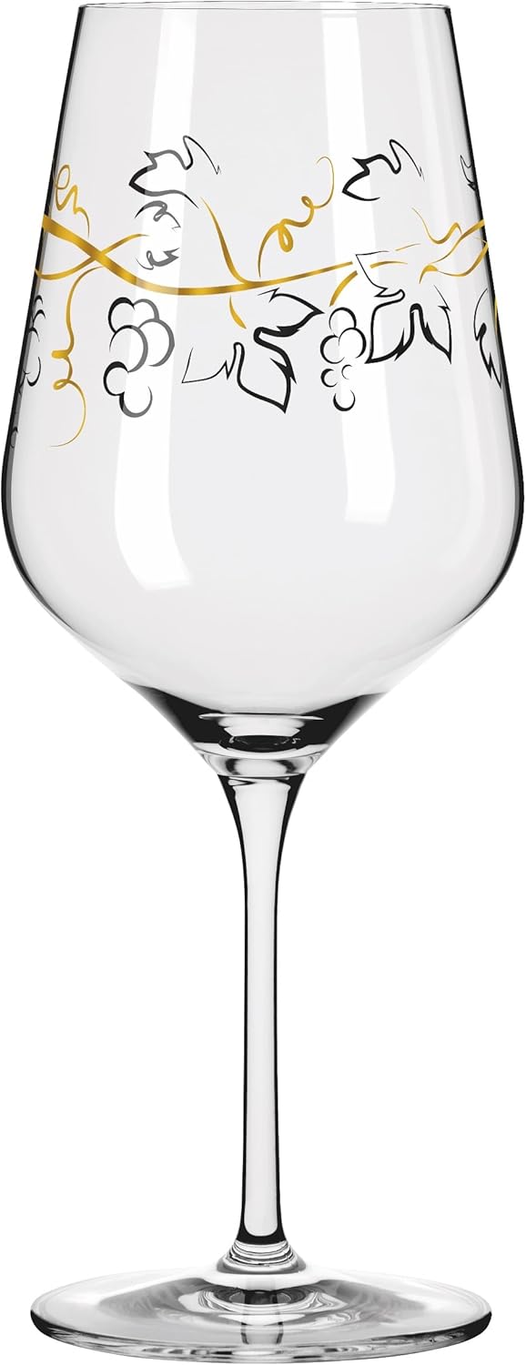 RITZENHOFF 3001012 Red Wine Glass 500 ml - Series Heart Crystal No. 12 - Glass with Grape Motif in Rose Gold - Made in Germany
