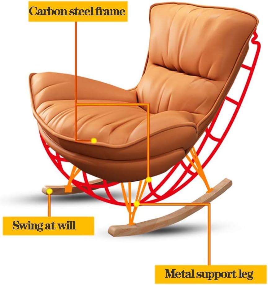 Rocking Nursery Modern Accent Chair Fabric Upholstered Glider Rocker Armchair with Ottoman for Living Room,Comfy Reading Chairs Lounge Chair Side Chairs for Bedroom Offices (Color : Gray) (Orange )