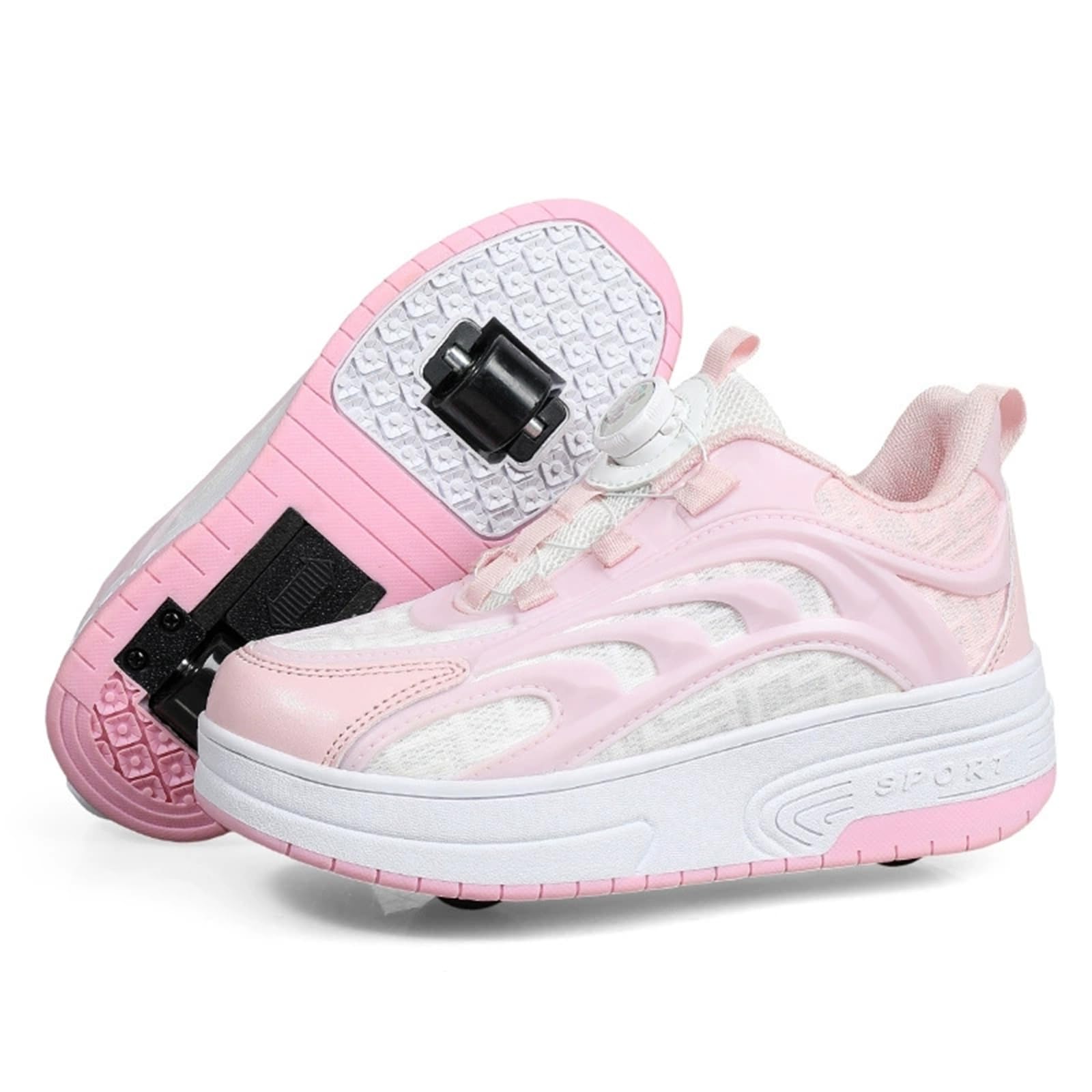 Surwin Chaussures à roulettes Rétractable Détachable Enfant Fille Garçon Basket Roller