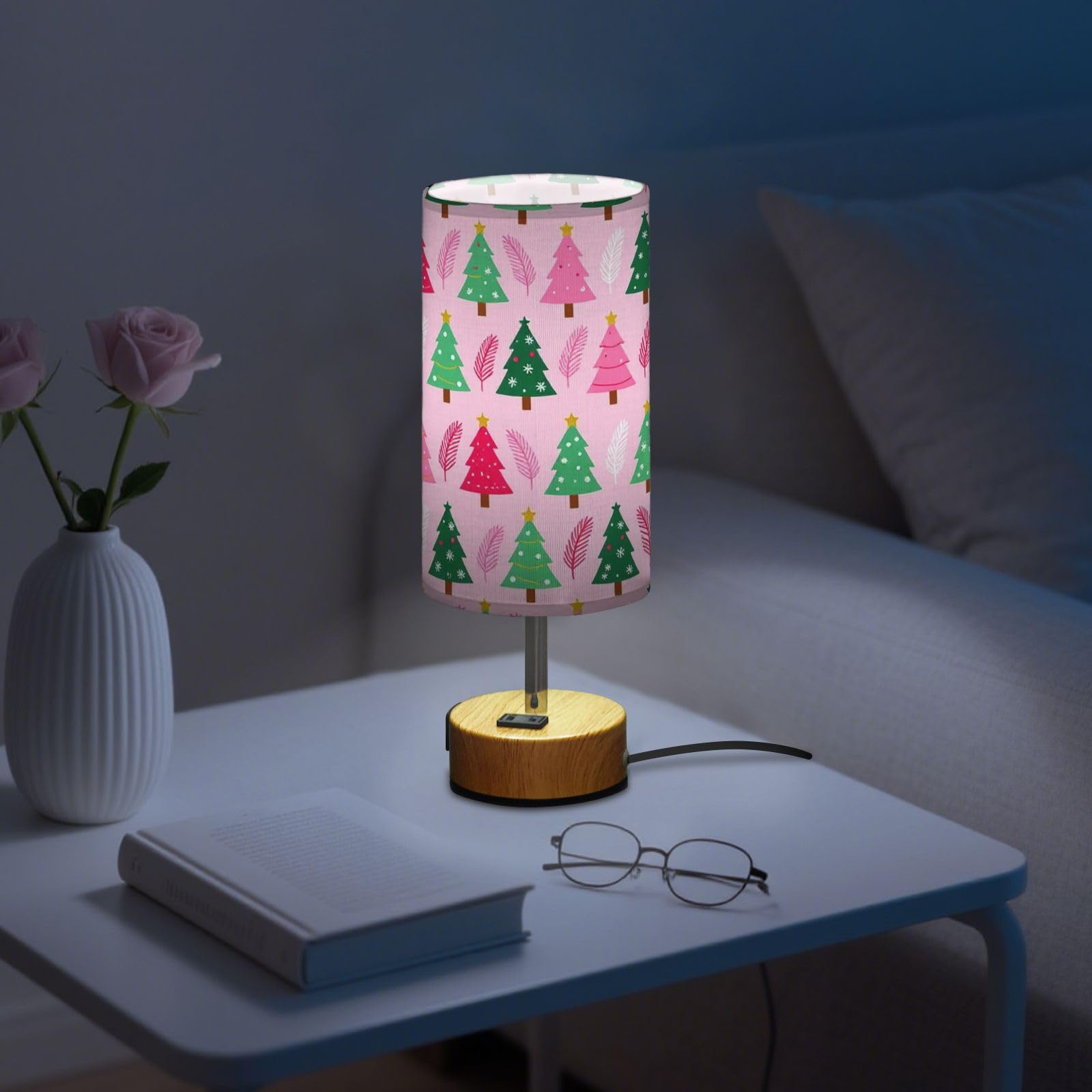Yuiboo Tischlampen mit USB C + A Ports, Nachttischlampen