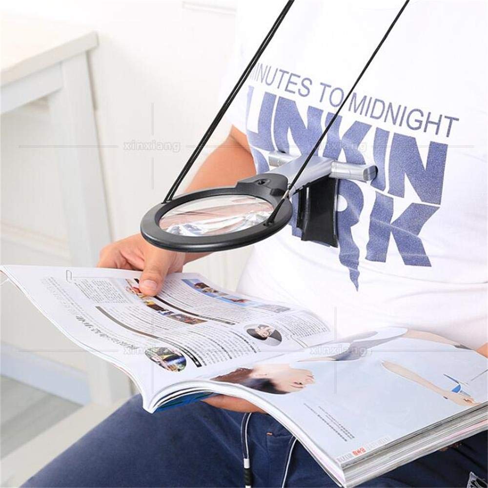 Lupa de Mano con luz, 2X 6X LED iluminada, Lupa de Lectura Ajustable, Lupa de Escritorio Grande, Lupa de luz para Libros, Lectura, Costura y Manualidades.