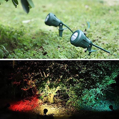 Dewenwils 120V Spotlight Outdoor, 400Lm Waterproof Led Spot Light Outdoor With 3 Extra Lenses (Red Yellow Green), Outdoor Uplights For Holiday, Trees, Garden Decor, 5 Ft Extension Cord, Ul Listed #TOP2