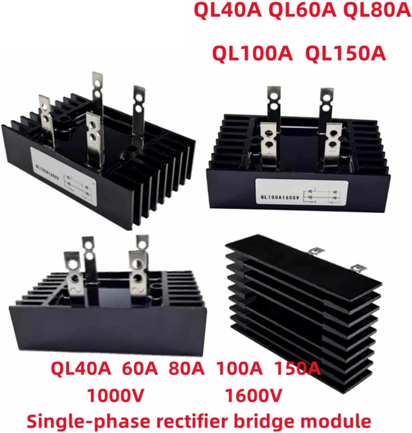 1PCS QL100A 1600V Single-Phase Bridge Module SQL100A 40A 60A 80A 100A 150A 1000V 1600V Three-Phase Bridge Rectifier(QL100A 1600V)