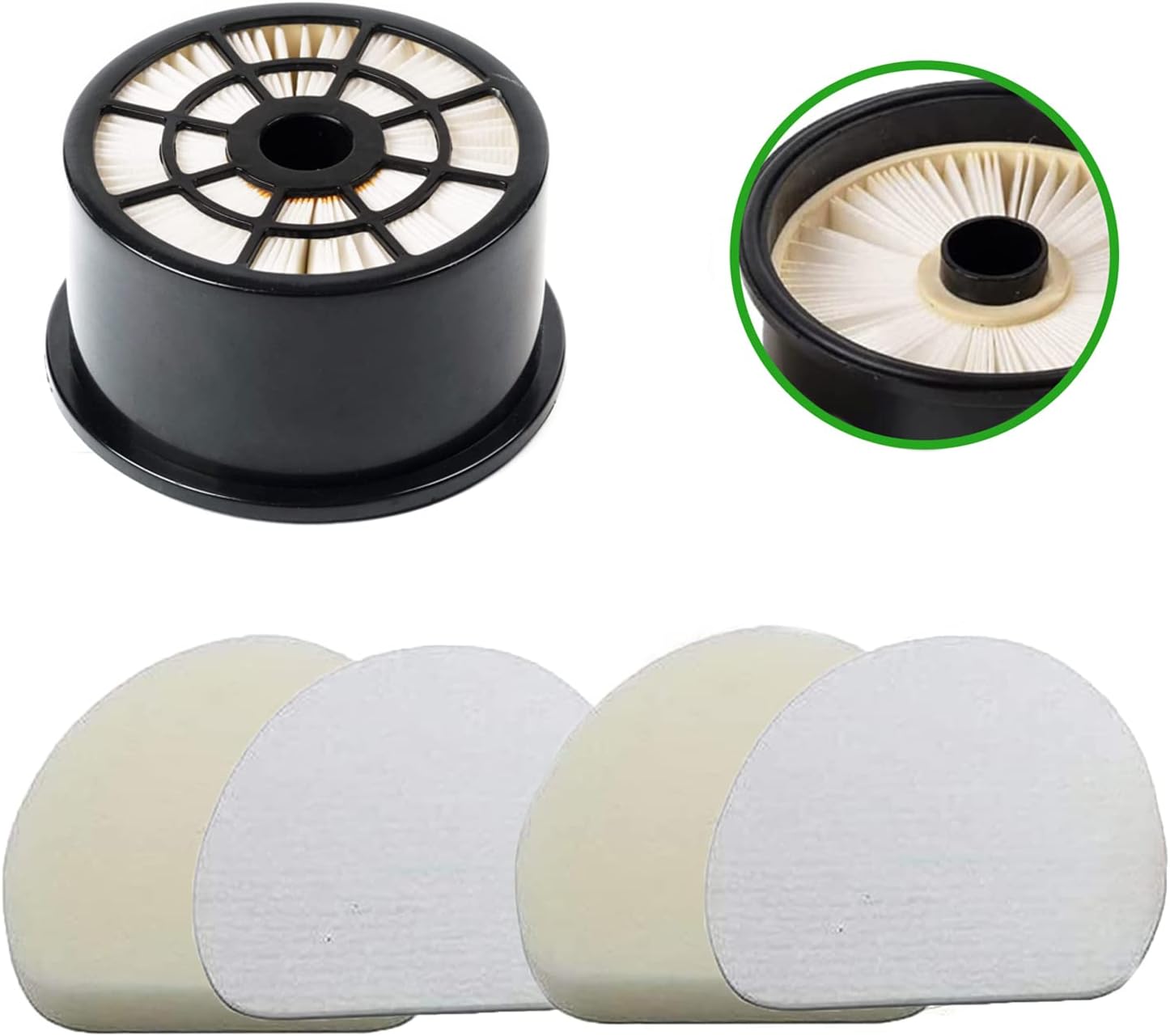 Green Label Brand Replacement HEPA Filter XFH400 + 2 Pack Foam and Felt Filter Kit XFF400 for Shark Vacuum Cleaners