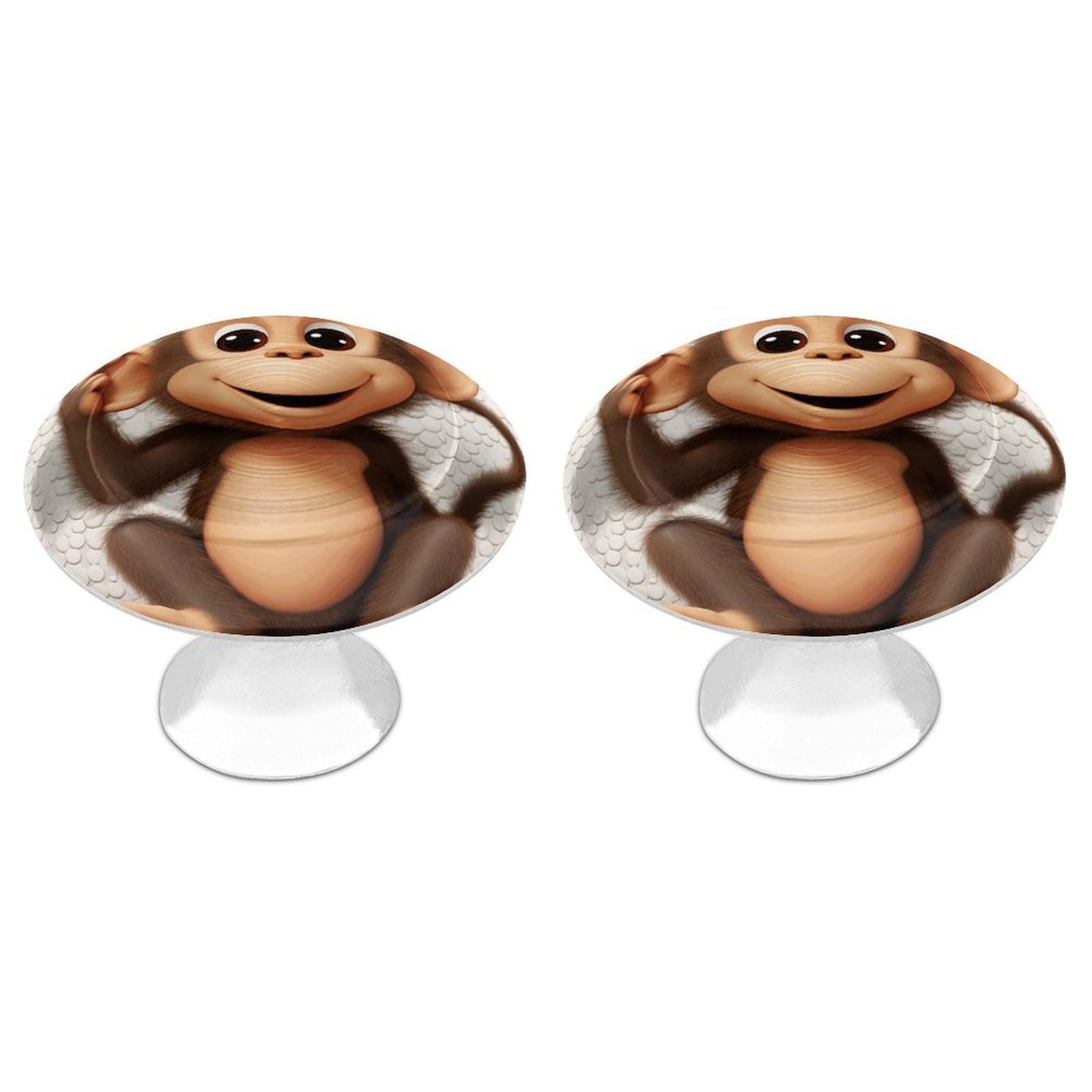 Vstadank Style Cute Monkey Cabinet Knobs Round Wardrobe Pulls Simple Drawer Handles With Screw Aluminum Alloy Closet Door Pull Modern Cabinet Hardware For Dresser Drawers 2 Pack
