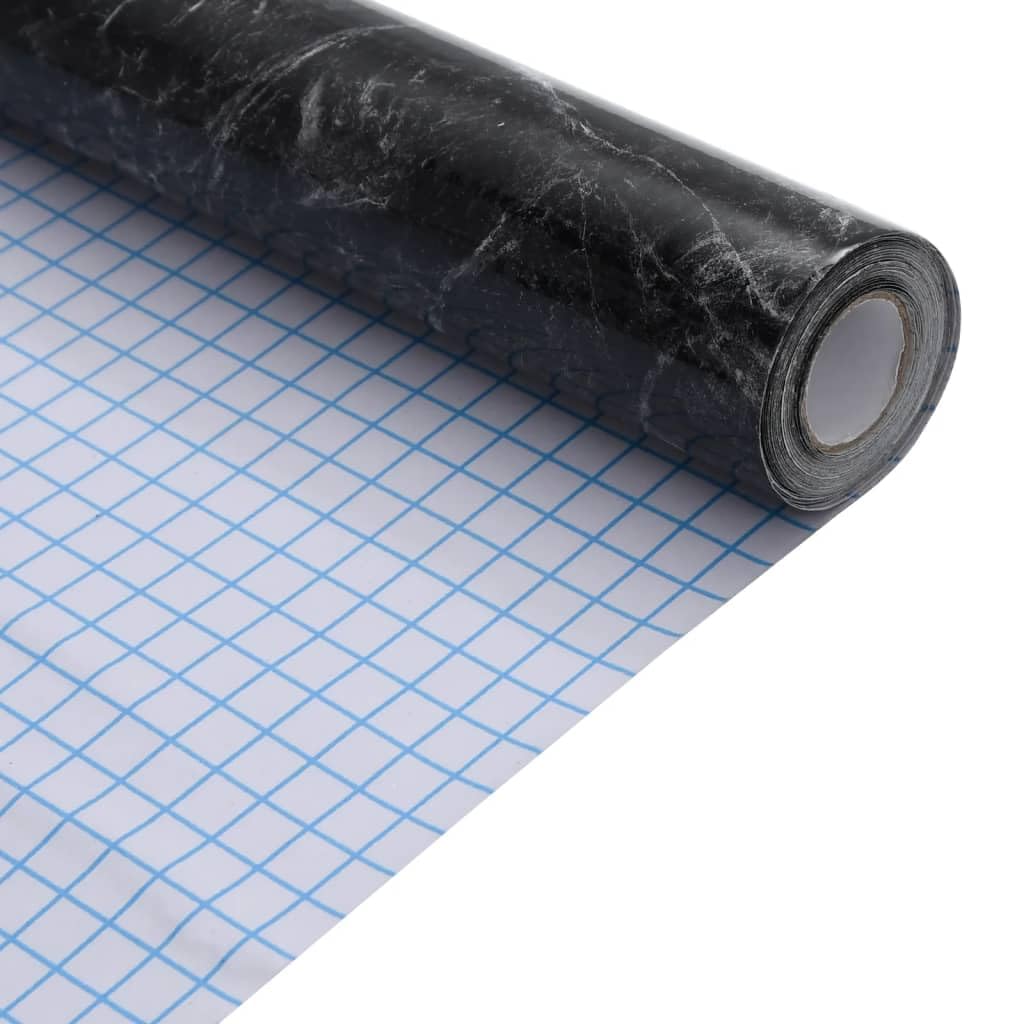Lámina autoadhesiva para muebles, aspecto de mármol, color negro, PVC, 90 x 500 cm, 0,15 mm, adhesivo para muebles, para mesas, armarios, puertas, vidrio, pared, decoración y protección para