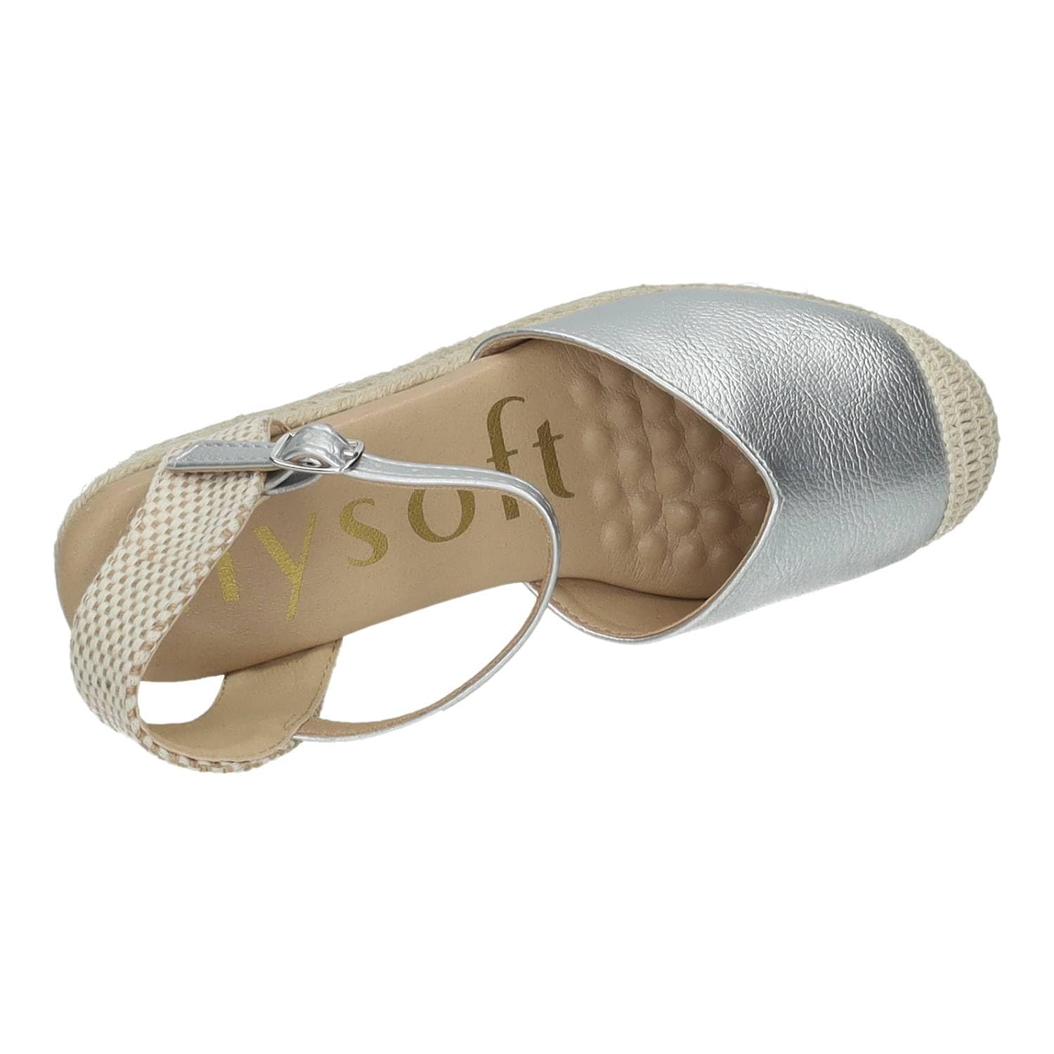 mysoft 25M150 Alpargatas con cuña Plateada para Mujer, diseño Moderno y cómodo Hecho en España Mujer Alpargatas