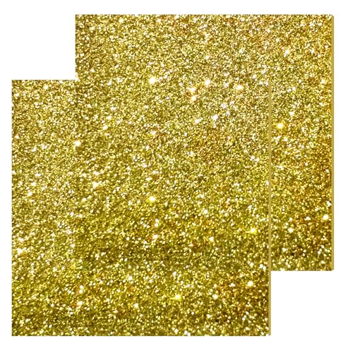 Image of Glitter Acrylic Sheets, Gold, 8 inchx8 inch, 2 Pack | 1 /8 in Thick, Cast Sparkly, For Laser Cutting, Engraving, Invitation Blanks