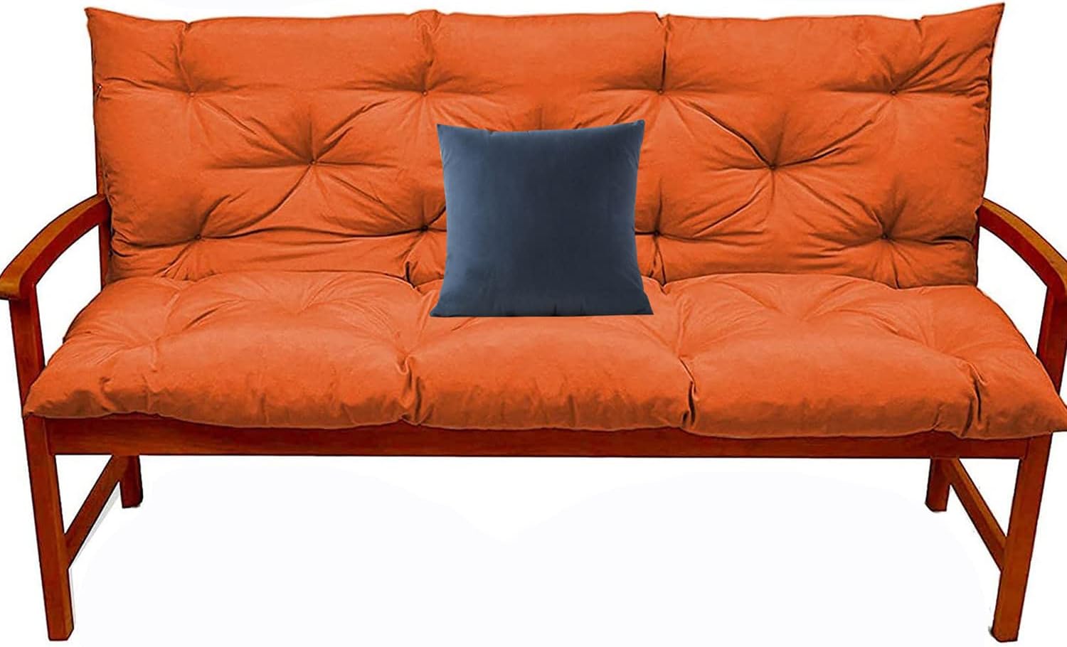 Swing Waterproof Cushion,2 or 3 Seater Bench Cushion with Backrest and Ties,Swing Replacement Washable Seat Cushions Pillow for Garden Porch Furniture Patio Pad (Orange 40x60 inch)