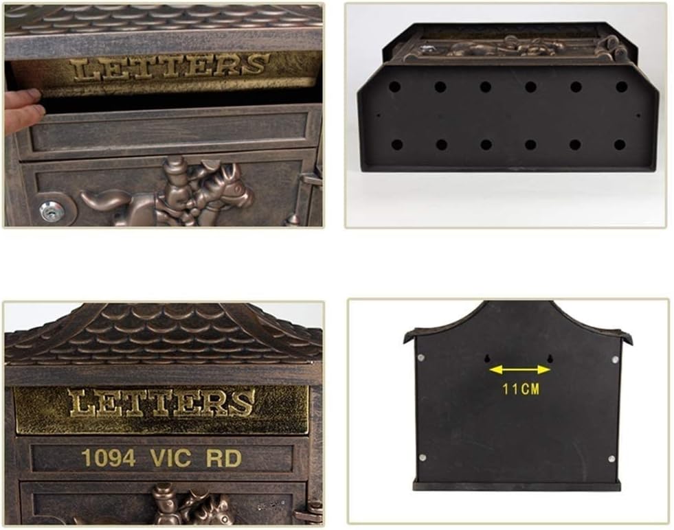 HBJWOV Elegant Wall Mounted Mail Box with Retrieval Door, Keys and Bolts