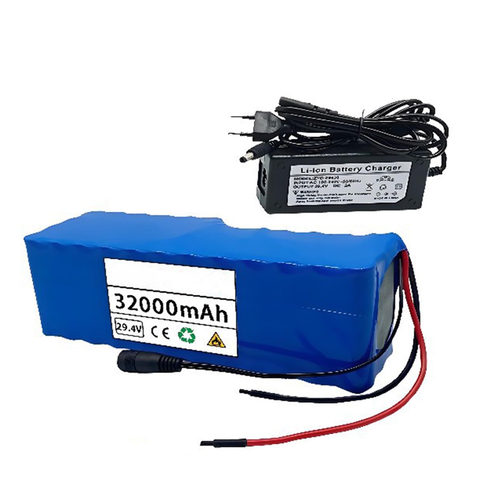Paquete de batería de Iones de Litio de 24 V y 32 Ah, batería de Bicicleta eléctrica 7S6P con Cargador, para Bicicleta eléctrica ebike T Plug