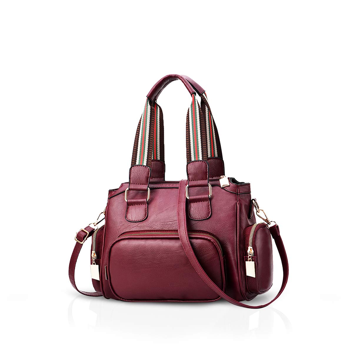 WolFum Nuove borse a mano da donna e borsa a tracolla Borsa a tracolla in morbida pelle con tasche multiple Raddoppia il comfort