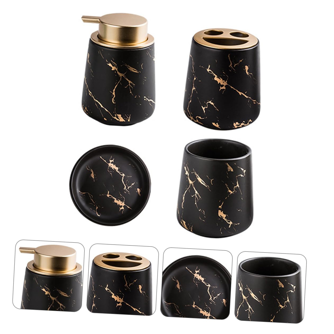 1juego Accesorios De Baño Cerámicos Set De Lavado De Baño Taza Enjuague Porta Cepillos y Jabón Diseño De Mármol para Almacenamiento De Cosméticos y Necesidades Diarias